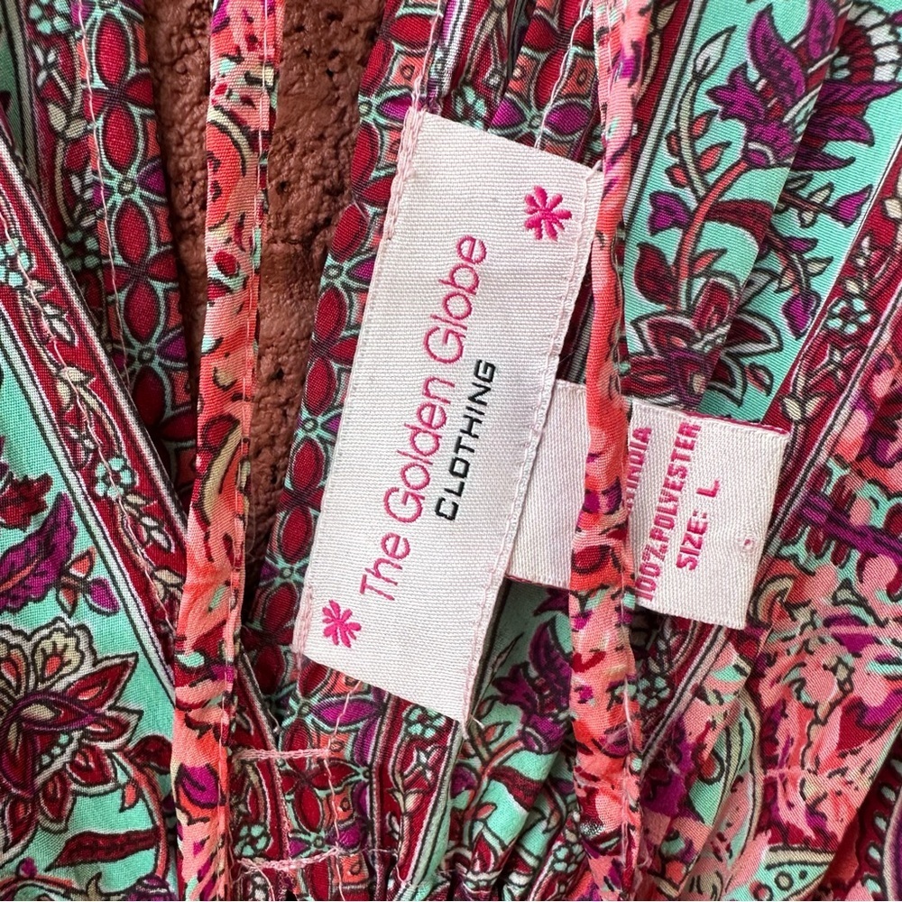 Boho Maxi Dress | Coverup Womens L Colorful Paisley Floral - Picture 6 of 9